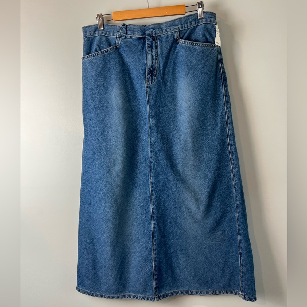 Hydraulic Maxi Denim Jean Skirt NWT SZ 13/14 Slit back Long Maxi Length - Picture 11 of 14